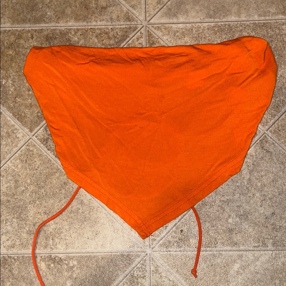 SHEIN Orange Halter Asymmetrical Top